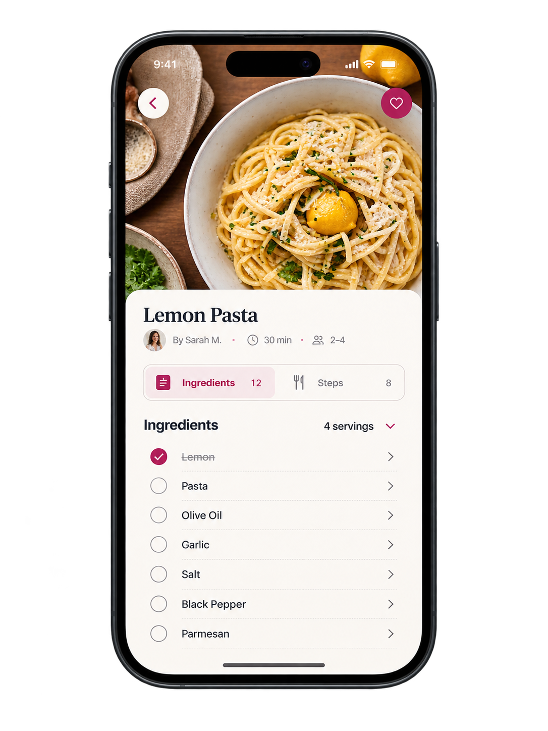 MELVO Recipes shown on an iPhone